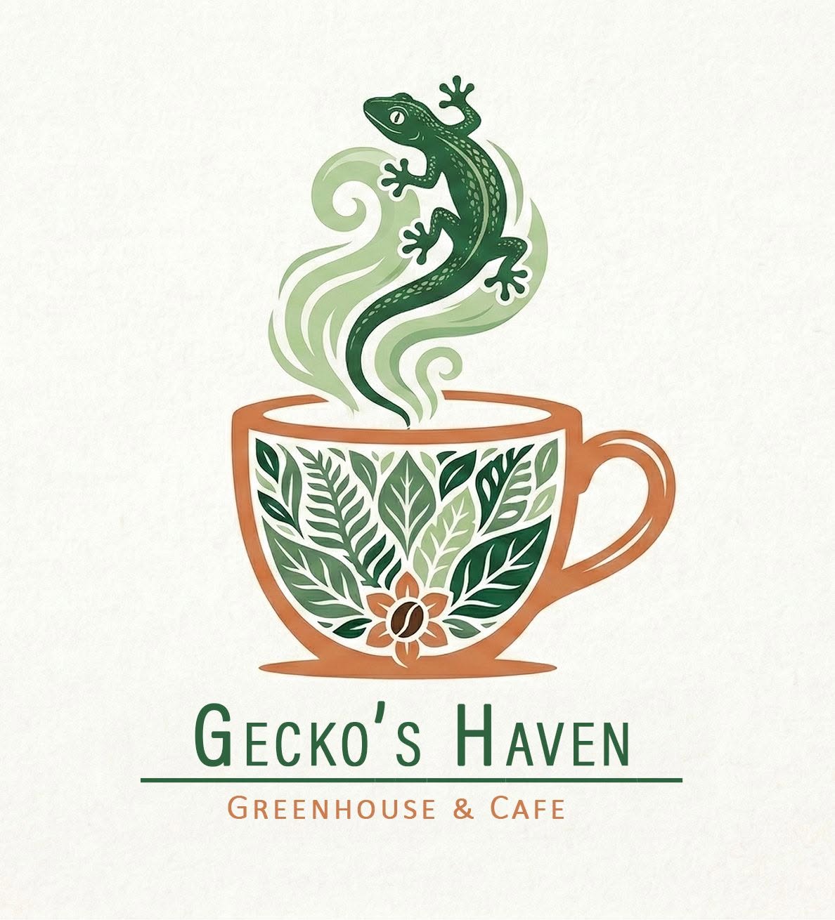 Gecko's Haven greenhouse and cafe corporate visual brand identity setup