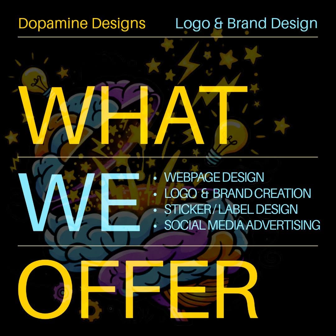 Dopamine Designs custom portfolio asset array showcasing graphic design and local marketing layouts